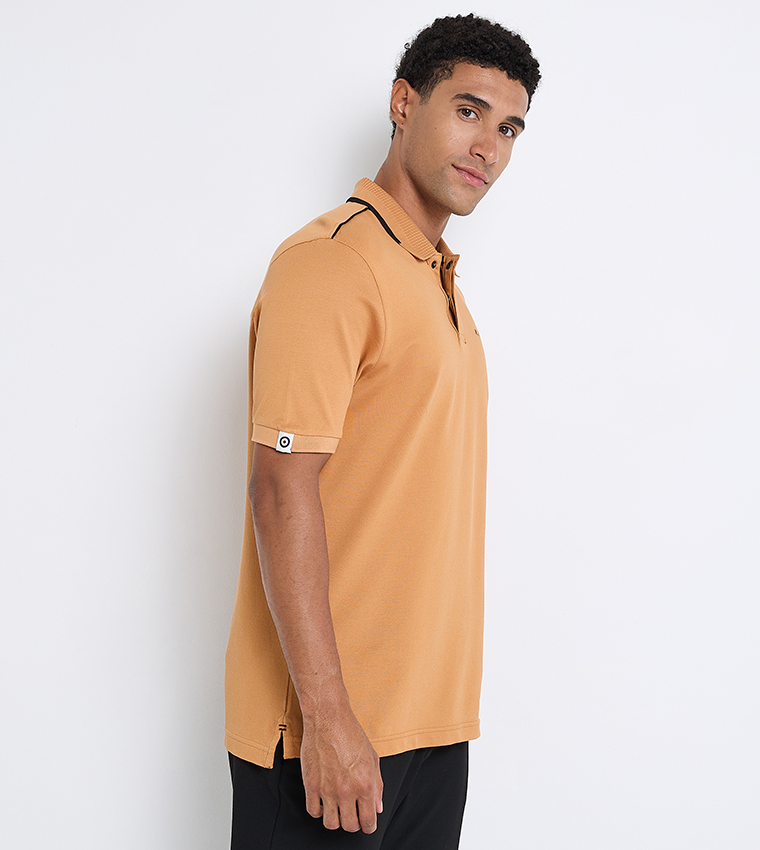 Contrast Tipping Short Sleeves Polo T-Shirt