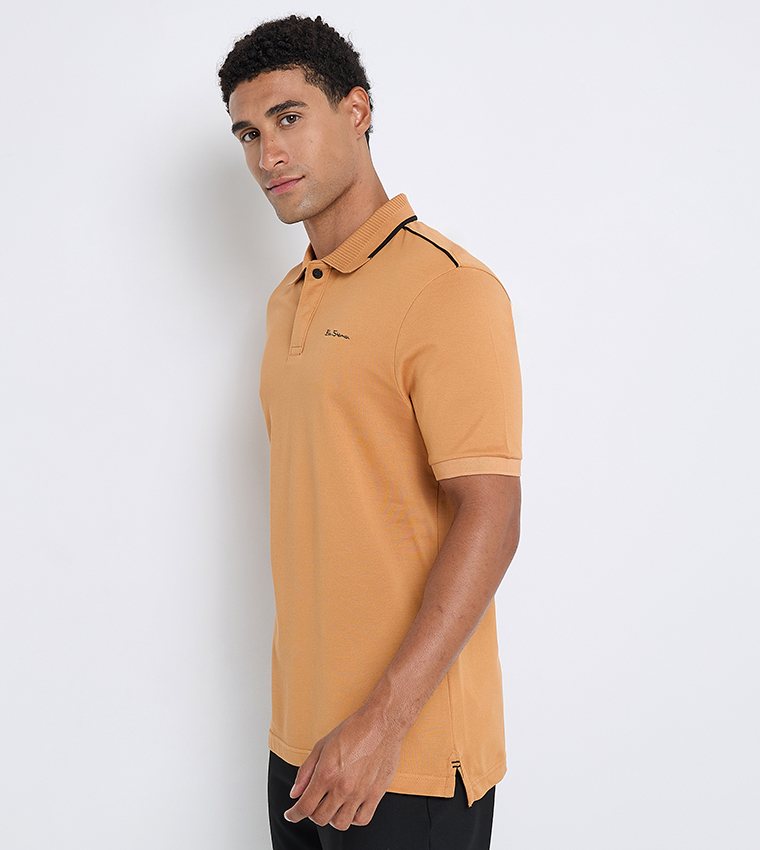 Contrast Tipping Short Sleeves Polo T-Shirt