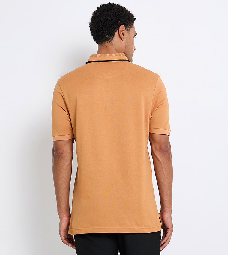 Contrast Tipping Short Sleeves Polo T-Shirt