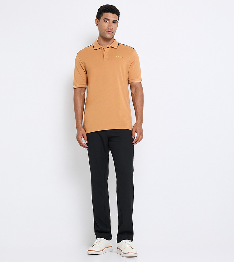 Contrast Tipping Short Sleeves Polo T-Shirt