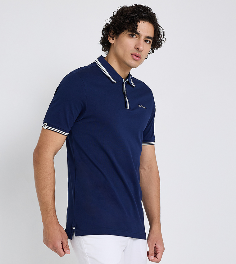 Contrast Tipping Short Sleeves Polo T-Shirt
