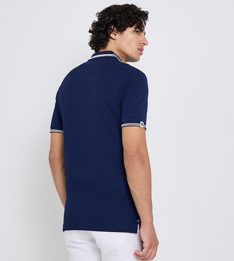Contrast Tipping Short Sleeves Polo T-Shirt