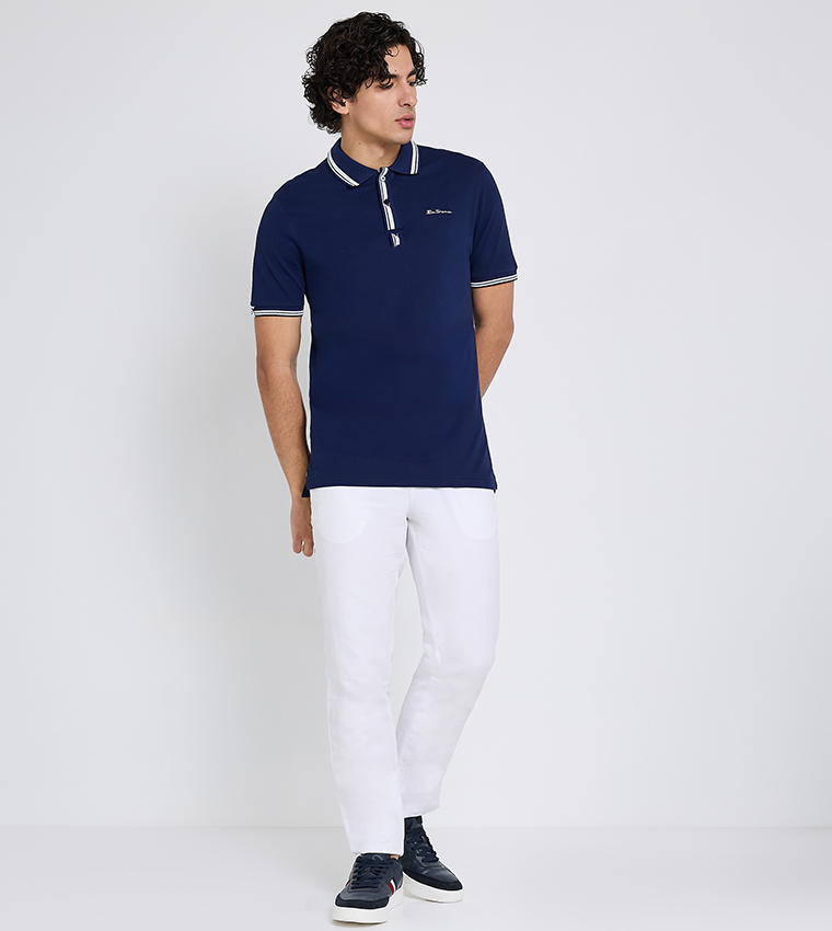 Contrast Tipping Short Sleeves Polo T-Shirt