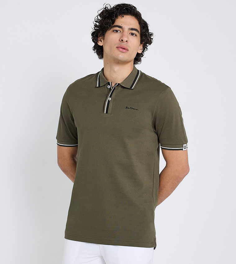 Contrast Tipping Short Sleeves Polo T-Shirt
