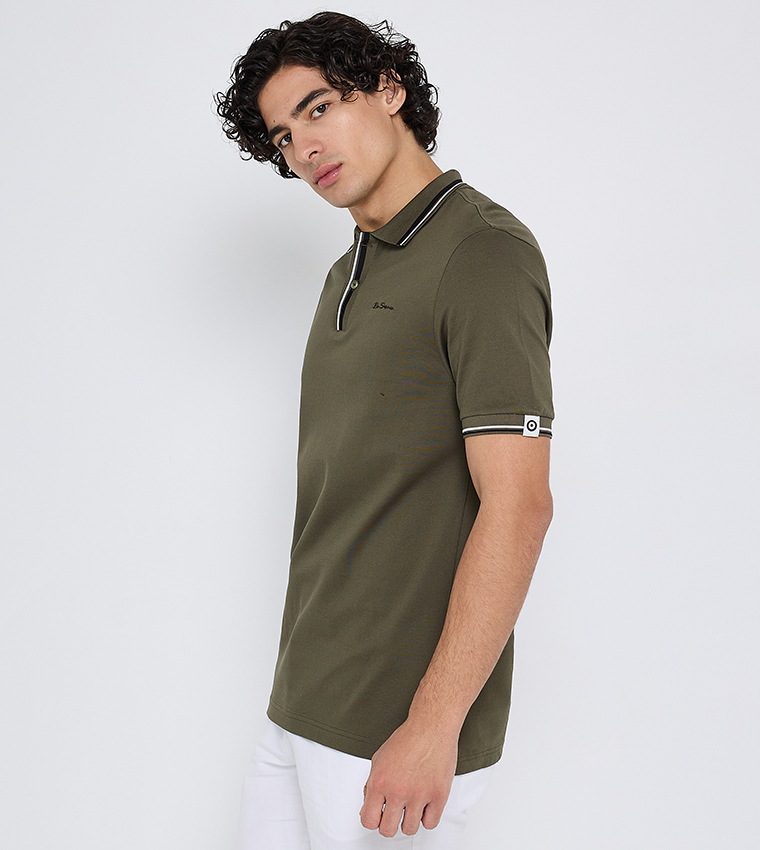 Contrast Tipping Short Sleeves Polo T-Shirt