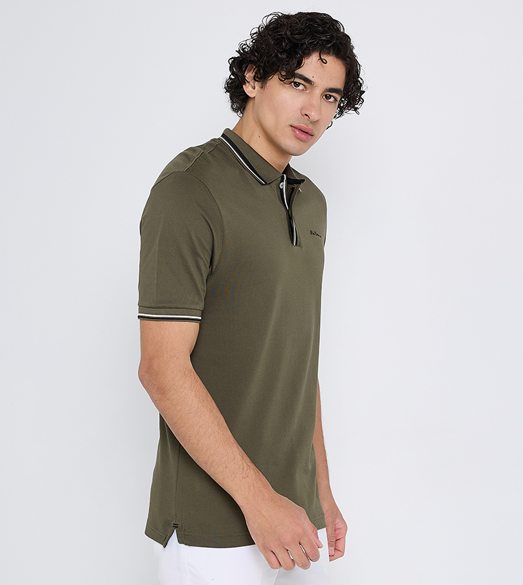 Contrast Tipping Short Sleeves Polo T-Shirt