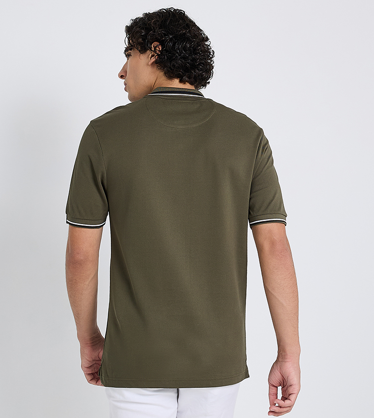 Contrast Tipping Short Sleeves Polo T-Shirt