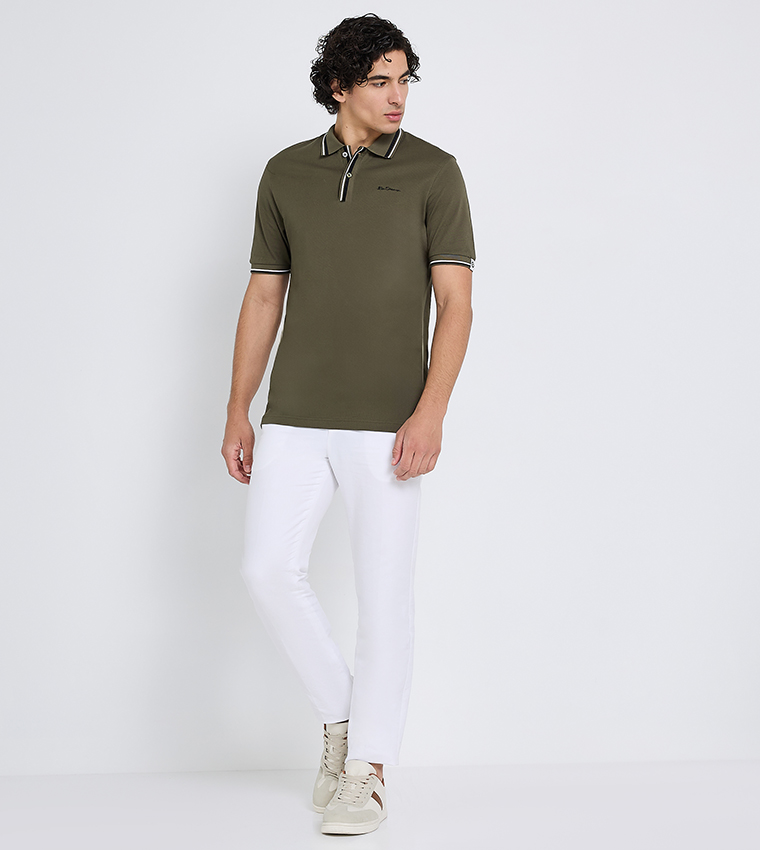 Contrast Tipping Short Sleeves Polo T-Shirt