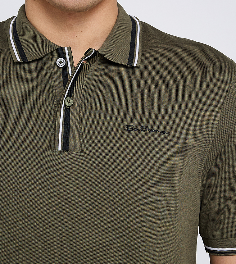 Contrast Tipping Short Sleeves Polo T-Shirt