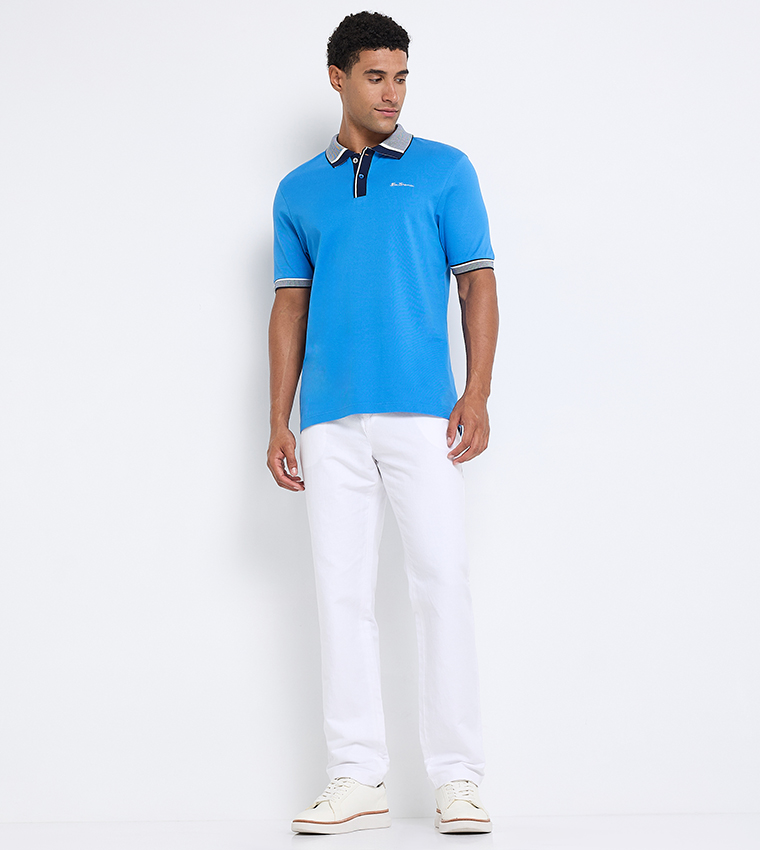 Contrast Detail Short Sleeves Polo T-Shirt