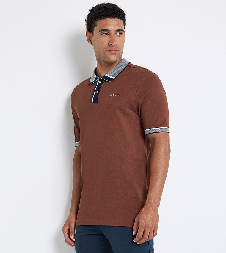 Contrast Detail Short Sleeves Polo T-Shirt