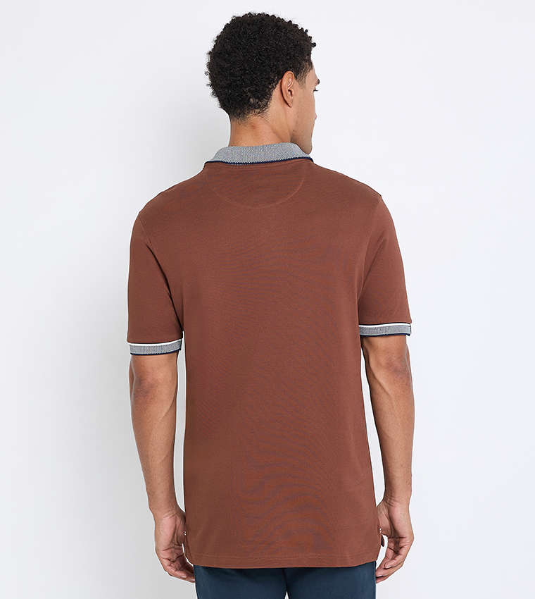 Contrast Detail Short Sleeves Polo T-Shirt