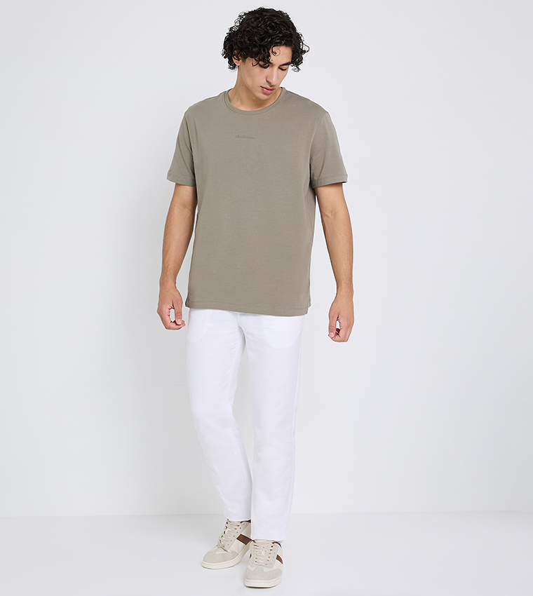 Logo Embroidered Crew Neck T-Shirt