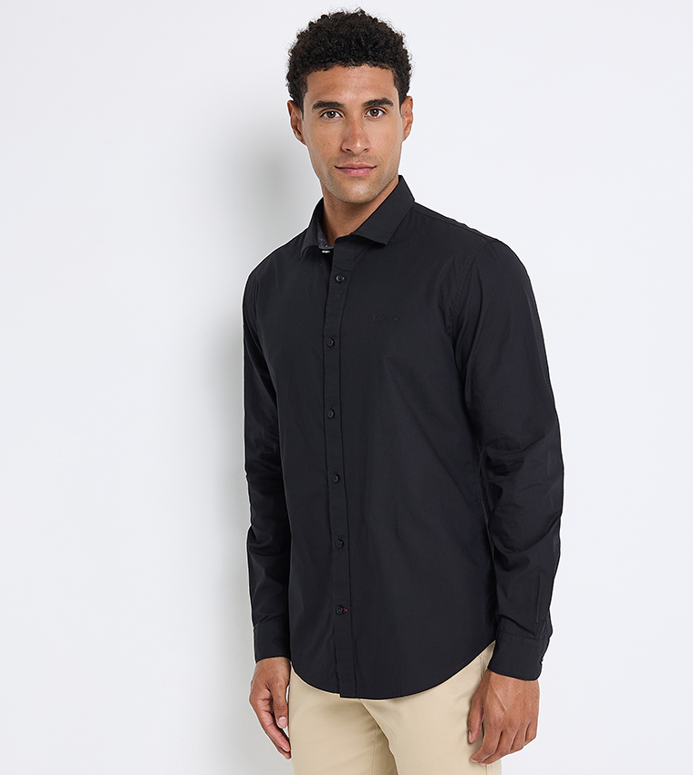 Solid Cotton Long Sleeves Shirt