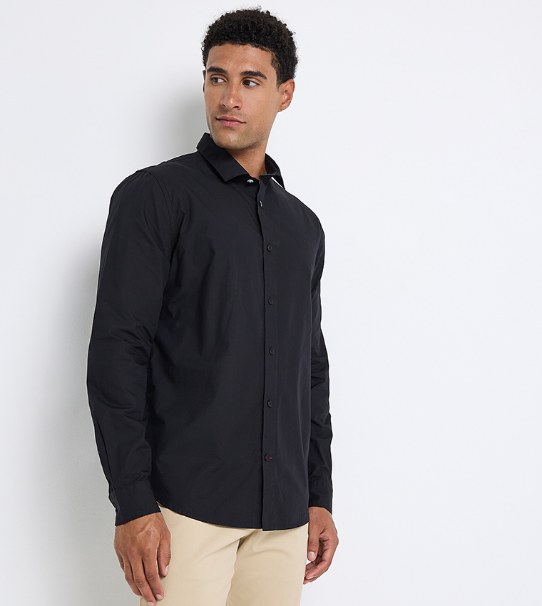 Solid Cotton Long Sleeves Shirt