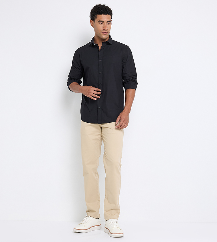 Solid Cotton Long Sleeves Shirt