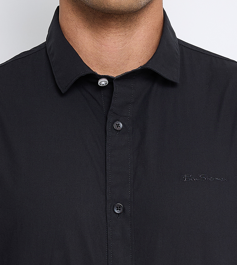 Solid Cotton Long Sleeves Shirt