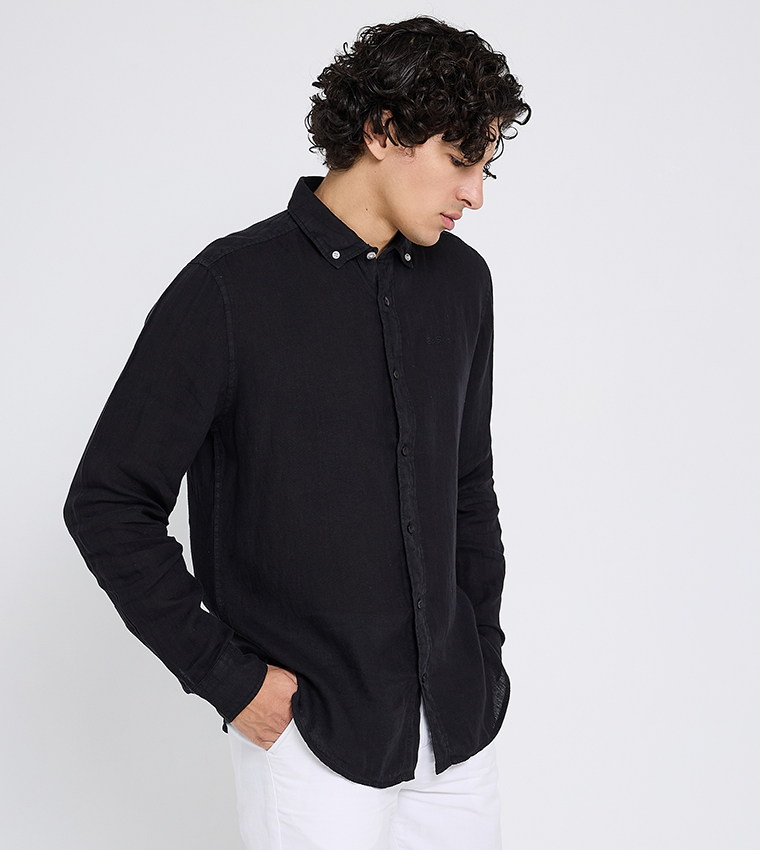 Button-Down Collar Linen Long Sleeves Shirt
