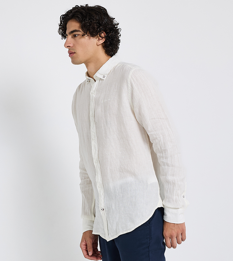 Button-Down Collar Linen Long Sleeves Shirt