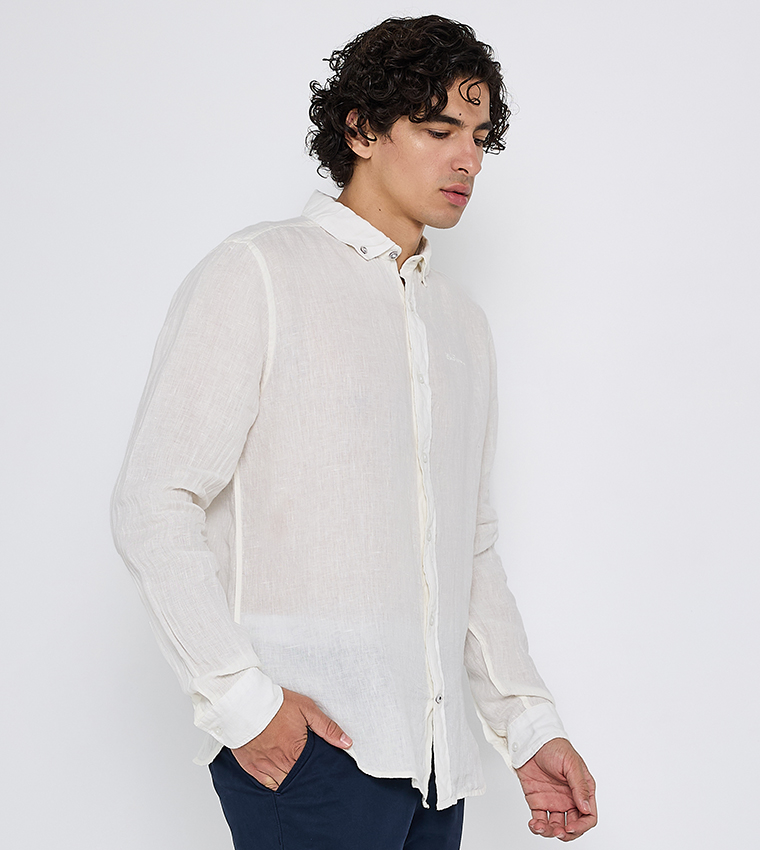 Button-Down Collar Linen Long Sleeves Shirt