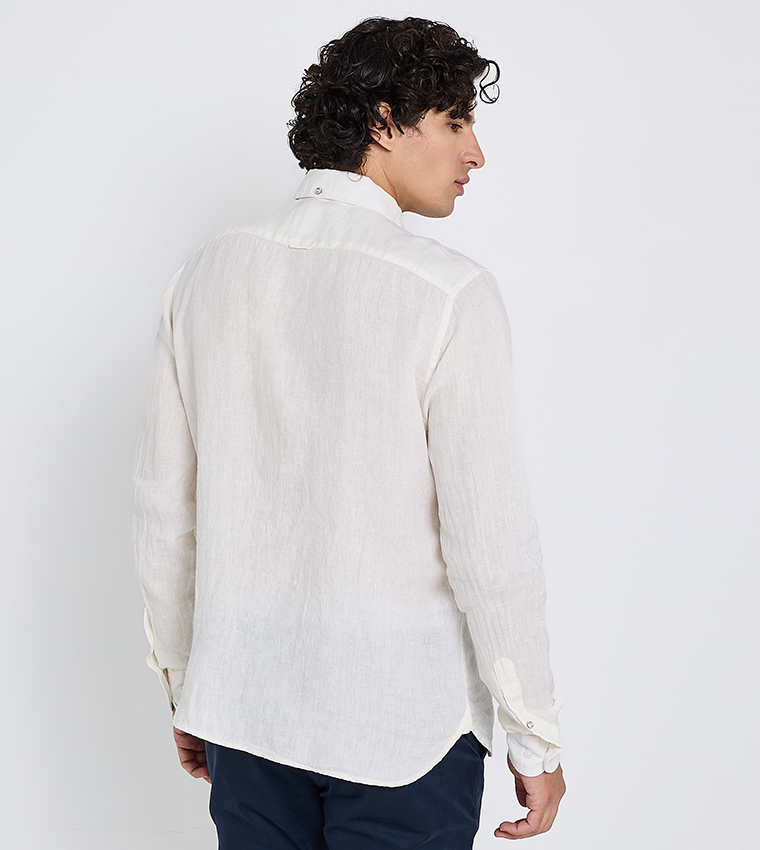 Button-Down Collar Linen Long Sleeves Shirt