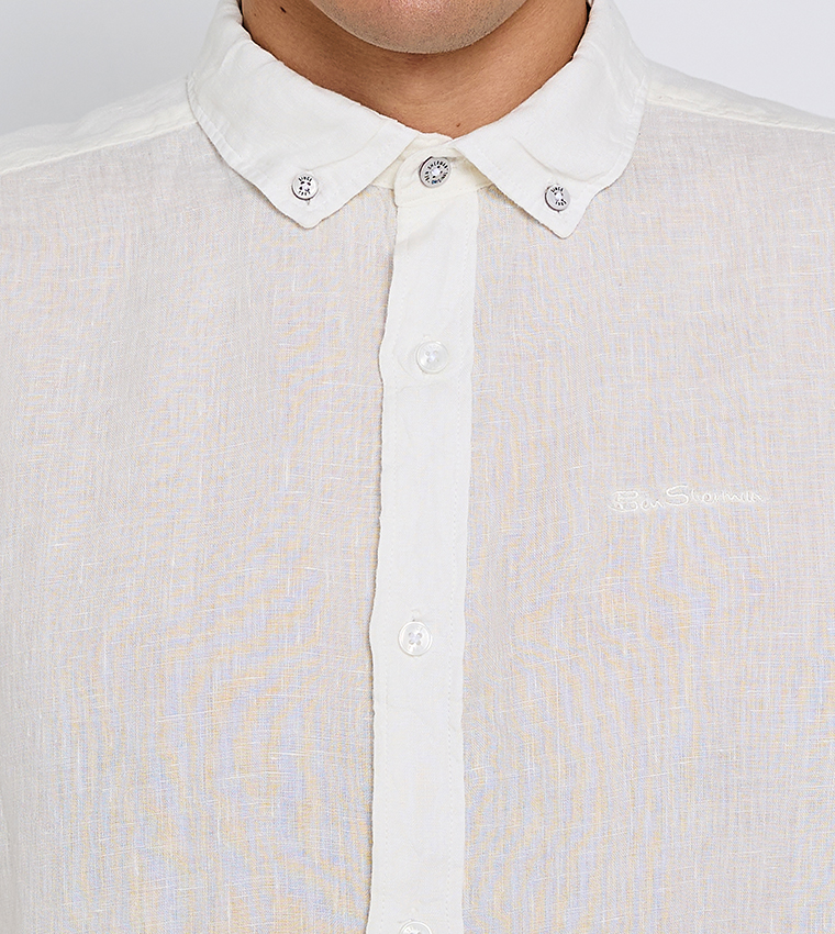 Button-Down Collar Linen Long Sleeves Shirt