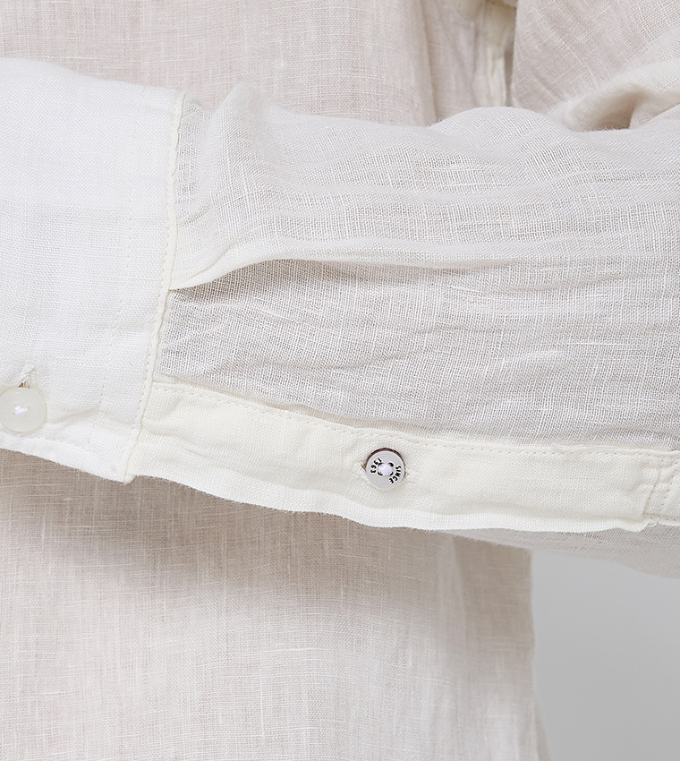 Button-Down Collar Linen Long Sleeves Shirt