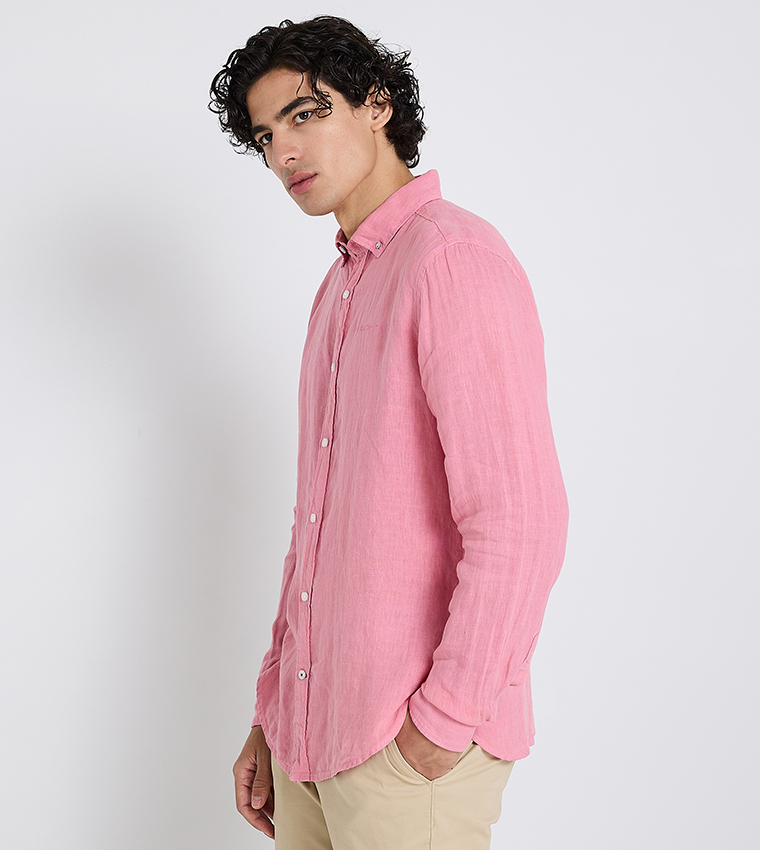Button-Down Collar Linen Long Sleeves Shirt