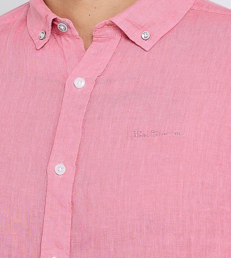 Button-Down Collar Linen Long Sleeves Shirt