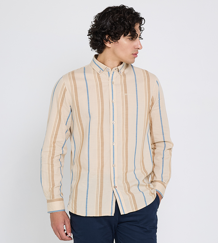 Striped Button-Down Collar Shirt