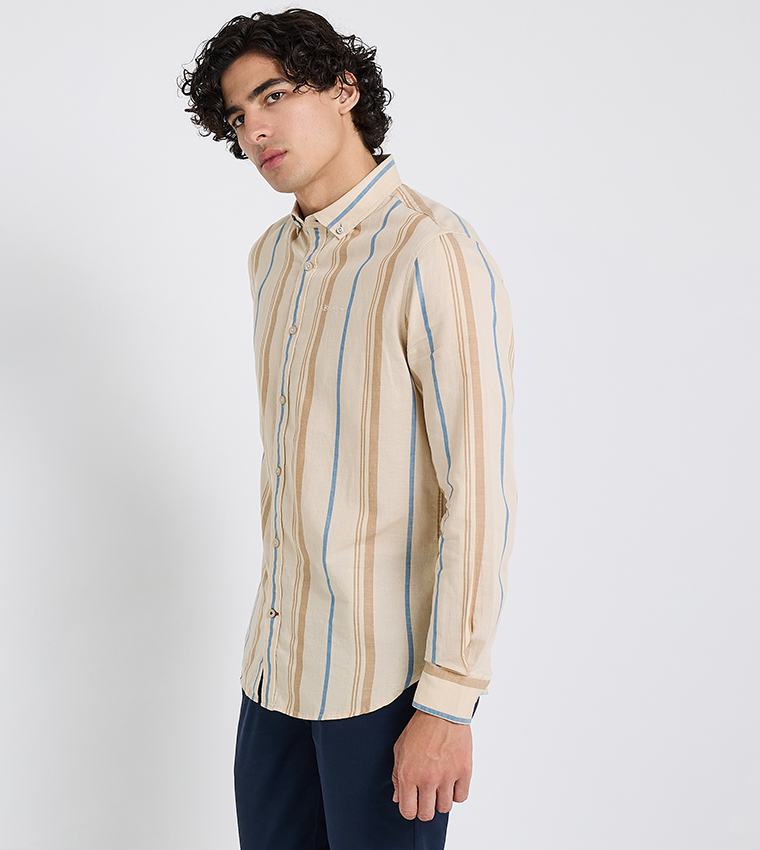 Striped Button-Down Collar Shirt