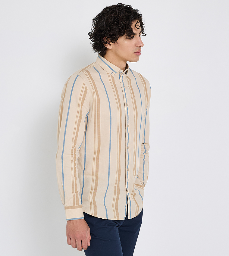 Striped Button-Down Collar Shirt