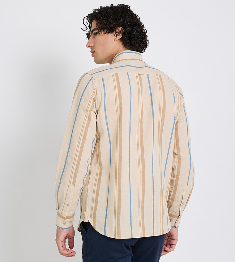 Striped Button-Down Collar Shirt