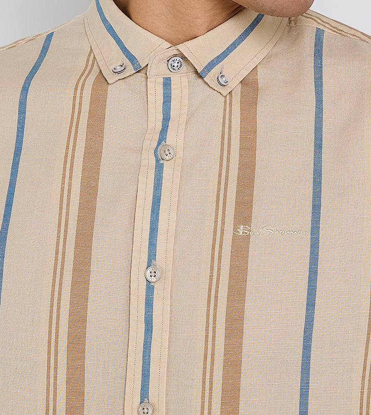 Striped Button-Down Collar Shirt