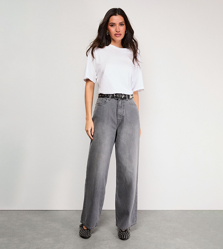 Washed High Waist Boyfriend Fit Jeans