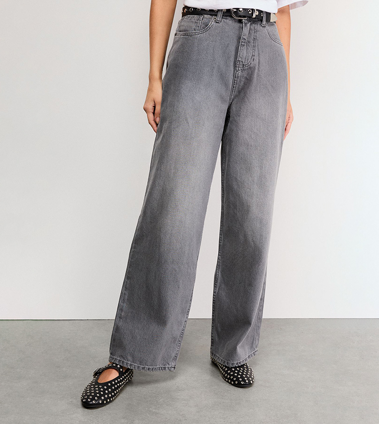 Washed High Waist Boyfriend Fit Jeans