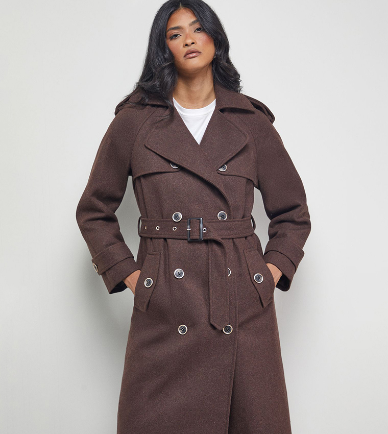 Wool Mix Belted Trench Coat