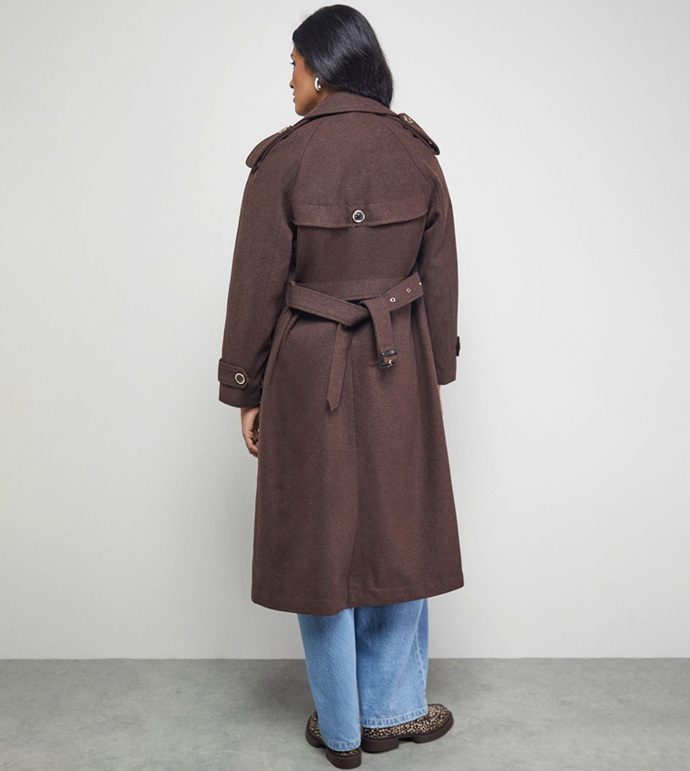 Wool Mix Belted Trench Coat