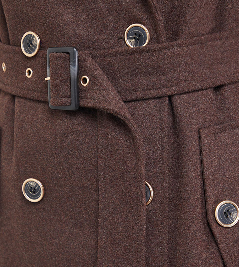 Wool Mix Belted Trench Coat