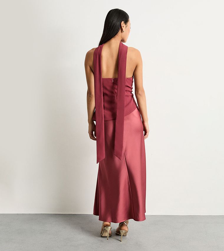 knee length dresses for ladies Palm Tree Eyelet Blush Pink Sleeveless Midi Dress