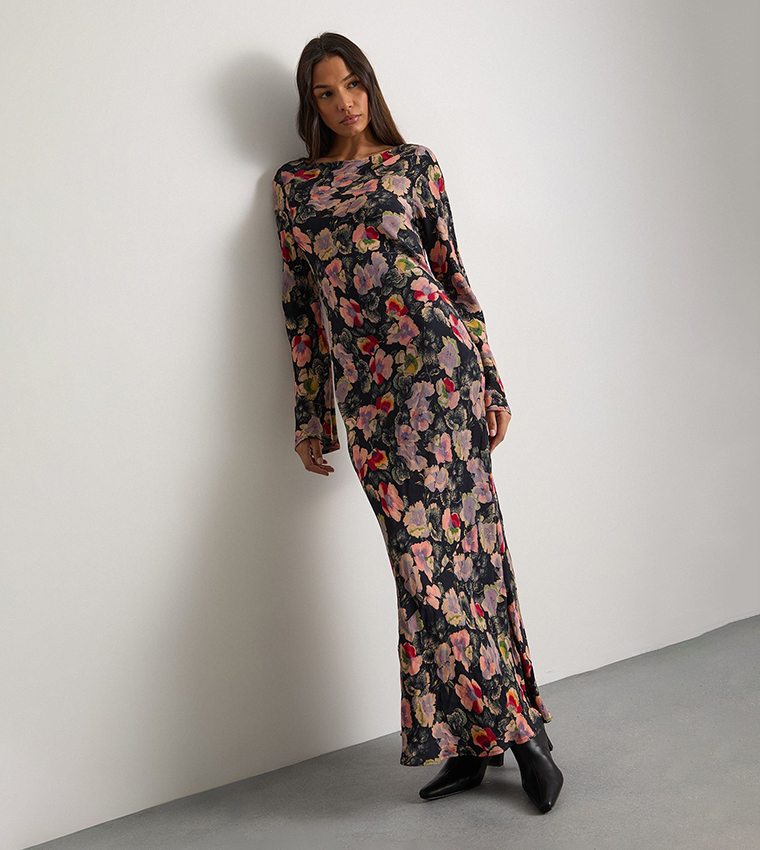 Bias Cut Scoop Back Midaxi Dress