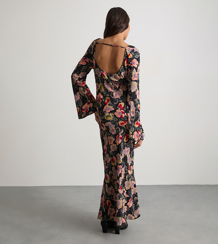 Bias Cut Scoop Back Midaxi Dress