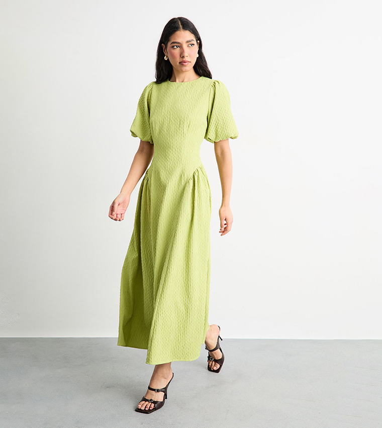 فستان ميداكسي مرن كم باف