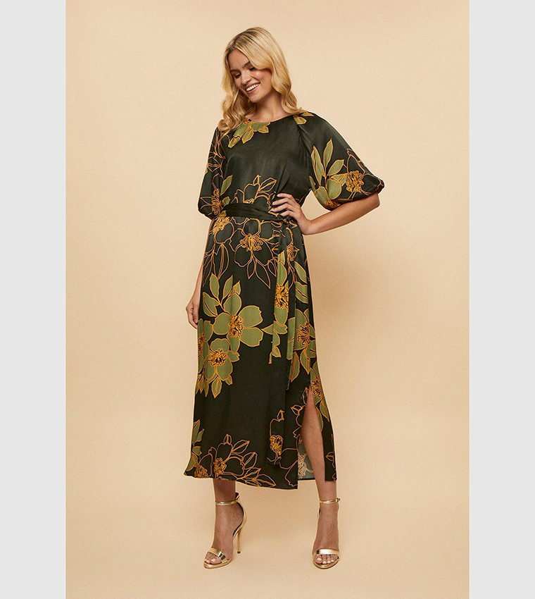 Buy Wallis Outlet Green Floral Satin Midi Dress In Green | 6thstreet Saudi Arabia Buy Wallis Outlet Green Floral Satin Midi Dress In Green | 6thstreet Saudi Arabia