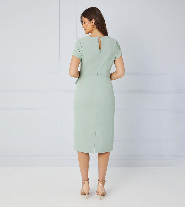 Buy Wallis Outlet Tailored Crepe Ruffle Pencil Dress In Green | 6thstreet UAE Buy Wallis Outlet Tailored Crepe Ruffle Pencil Dress In Green | 6thstreet UAE