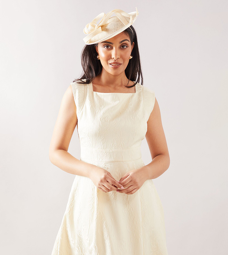 Petite Floral Jacquard Satin Fit & Flare Midaxi Dress