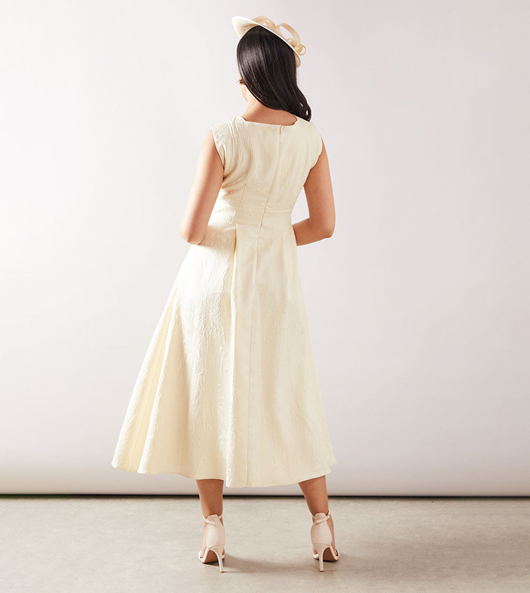 Petite Floral Jacquard Satin Fit & Flare Midaxi Dress