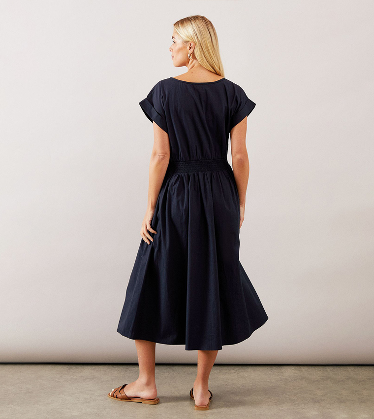Petite Shirred Waist Midi Dress