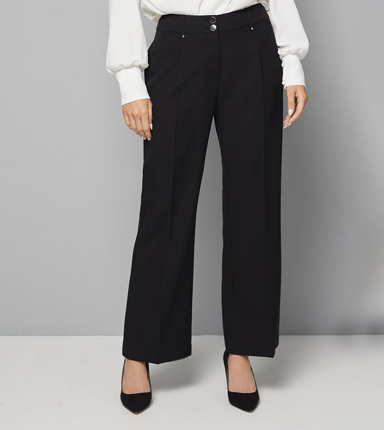 Solid Wide Leg Trousers