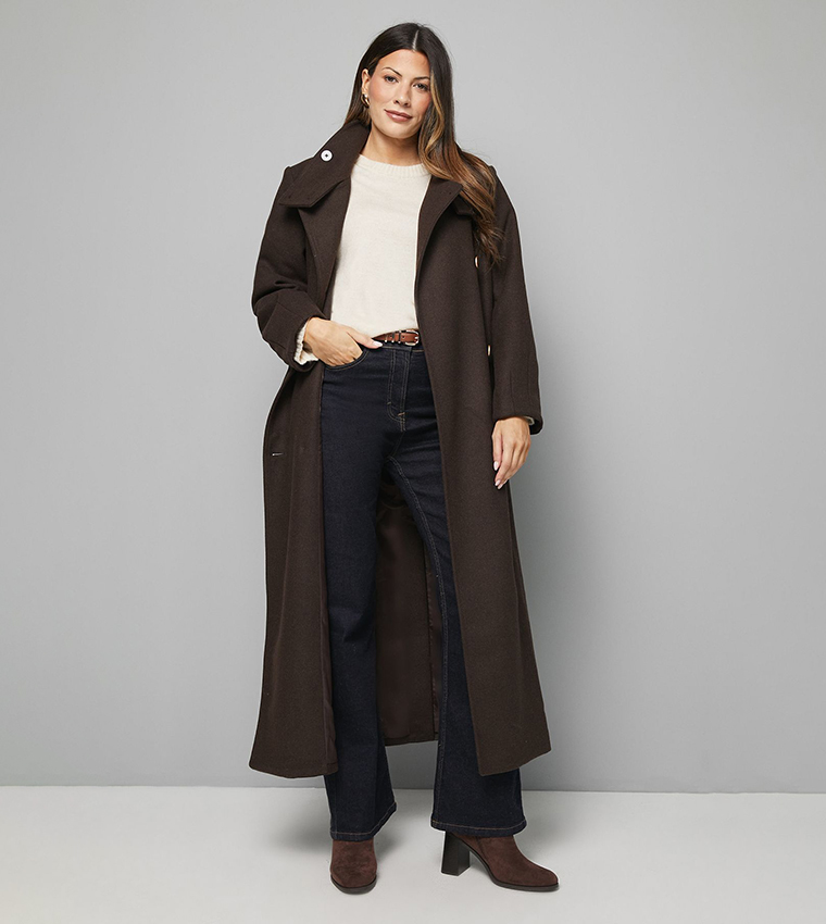 Solid Funnel Neck Coat